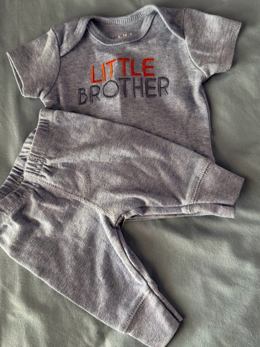 Carter's Gray 'Little Brother' Jogger Set with Orange Accent